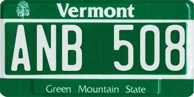 VT license plate ANB508