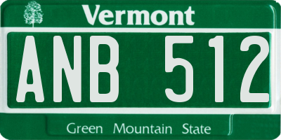 VT license plate ANB512