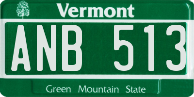 VT license plate ANB513
