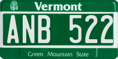 VT license plate ANB522