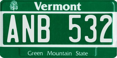 VT license plate ANB532