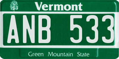 VT license plate ANB533