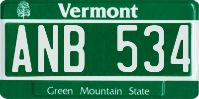 VT license plate ANB534