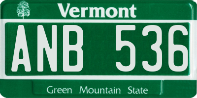 VT license plate ANB536