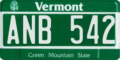 VT license plate ANB542
