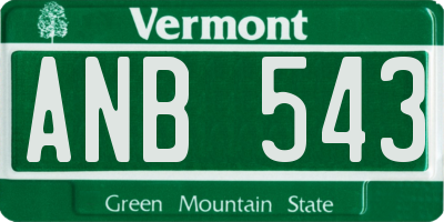 VT license plate ANB543