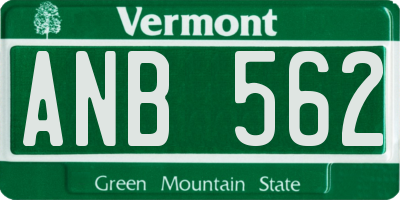 VT license plate ANB562