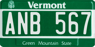 VT license plate ANB567