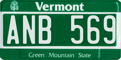 VT license plate ANB569