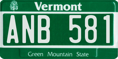 VT license plate ANB581