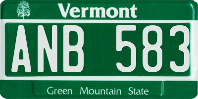 VT license plate ANB583