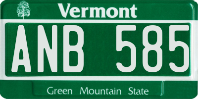 VT license plate ANB585