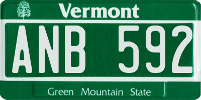 VT license plate ANB592