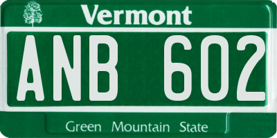 VT license plate ANB602