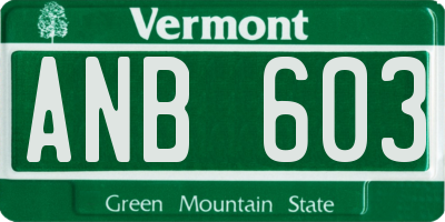 VT license plate ANB603