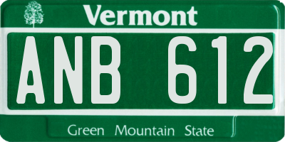 VT license plate ANB612