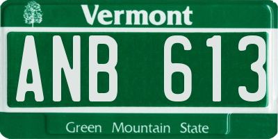 VT license plate ANB613
