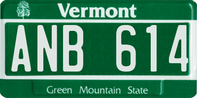 VT license plate ANB614