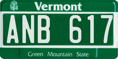 VT license plate ANB617