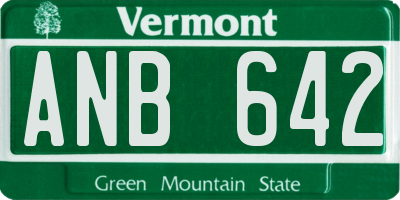 VT license plate ANB642