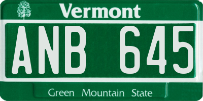 VT license plate ANB645