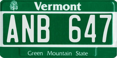 VT license plate ANB647