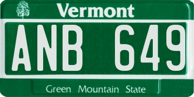 VT license plate ANB649
