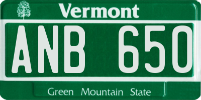 VT license plate ANB650