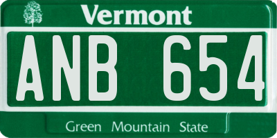 VT license plate ANB654
