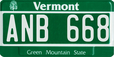 VT license plate ANB668