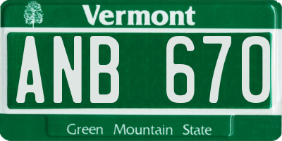 VT license plate ANB670