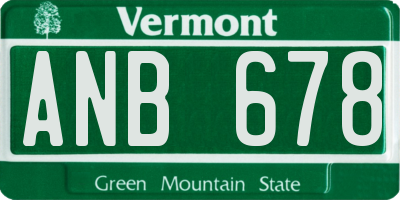 VT license plate ANB678