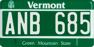 VT license plate ANB685