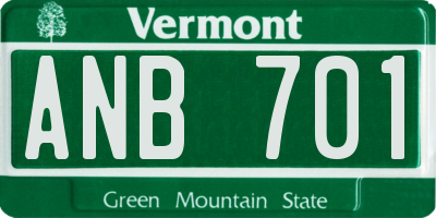 VT license plate ANB701