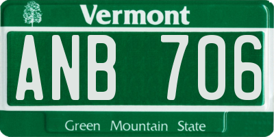 VT license plate ANB706