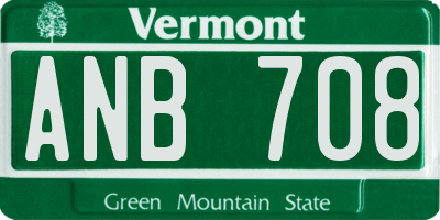 VT license plate ANB708