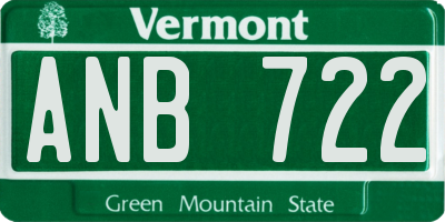 VT license plate ANB722