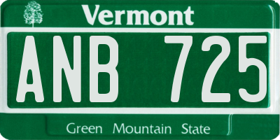 VT license plate ANB725