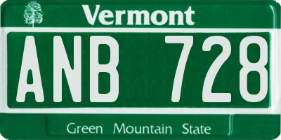 VT license plate ANB728