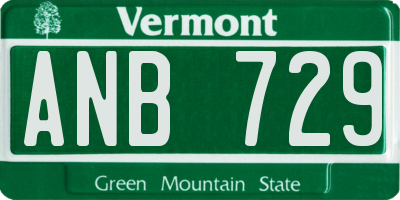 VT license plate ANB729