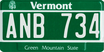 VT license plate ANB734