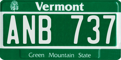 VT license plate ANB737