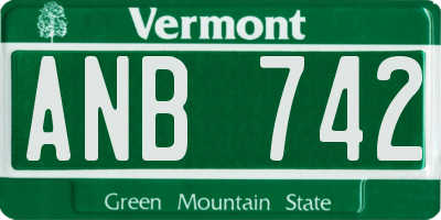 VT license plate ANB742