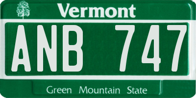 VT license plate ANB747