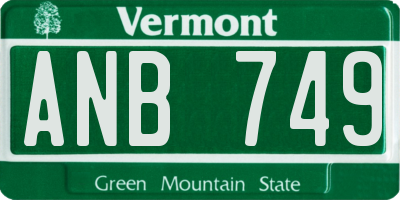 VT license plate ANB749