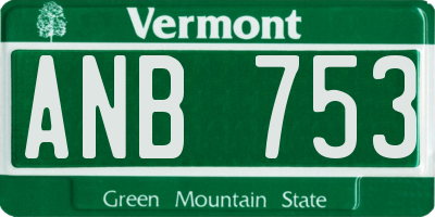 VT license plate ANB753