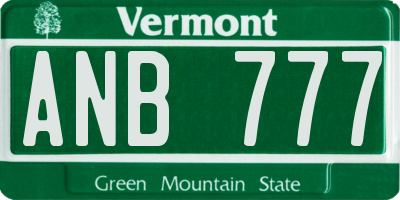 VT license plate ANB777
