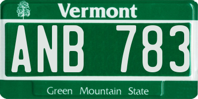 VT license plate ANB783