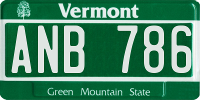 VT license plate ANB786