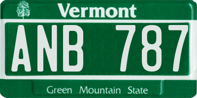VT license plate ANB787